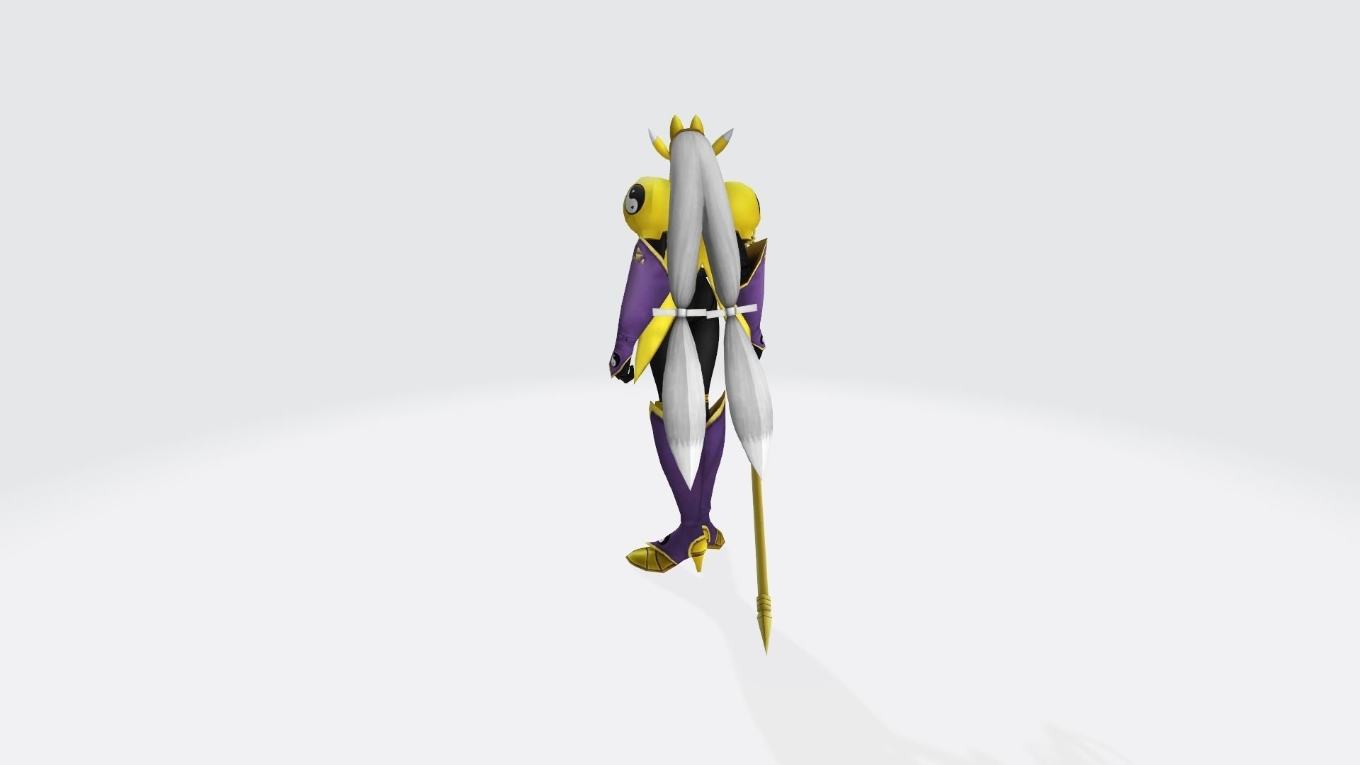 Sakuyamon gold character holding sword 3D print model_3