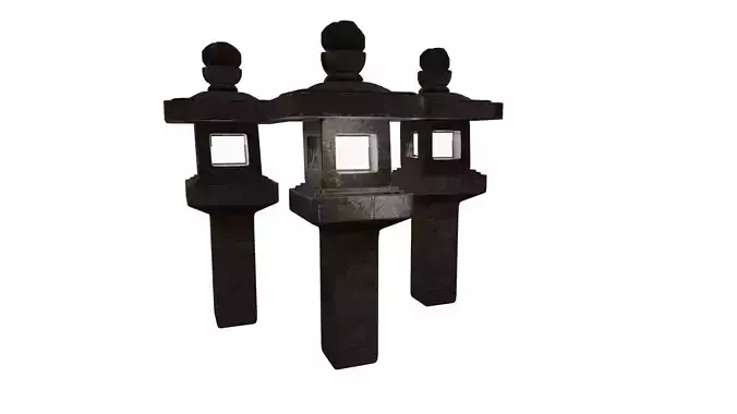 high low stone lamp 3d