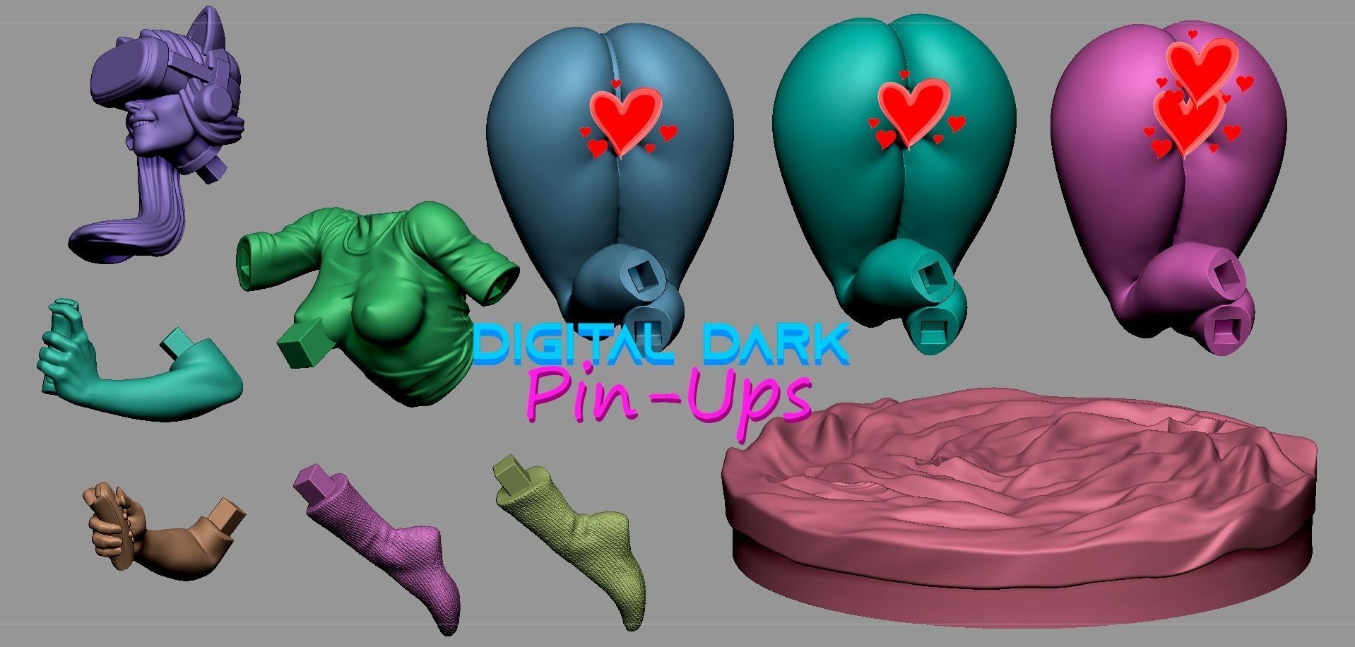 VR Girl with NSFW version and Miniature 60mm with NSFW  3D print model_9