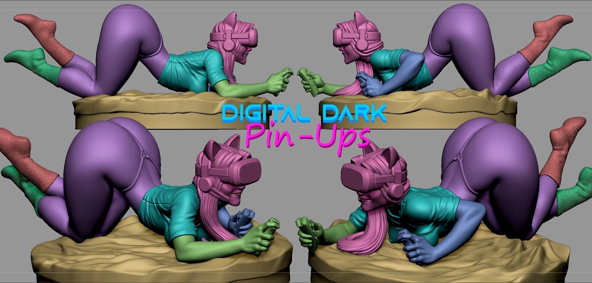 VR Girl with NSFW version and Miniature 60mm with NSFW  3D print model_8