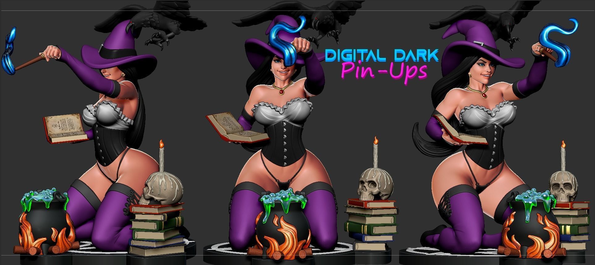 Witch with NSFW version and Miniature 38mm with NSFW 3D print model_1