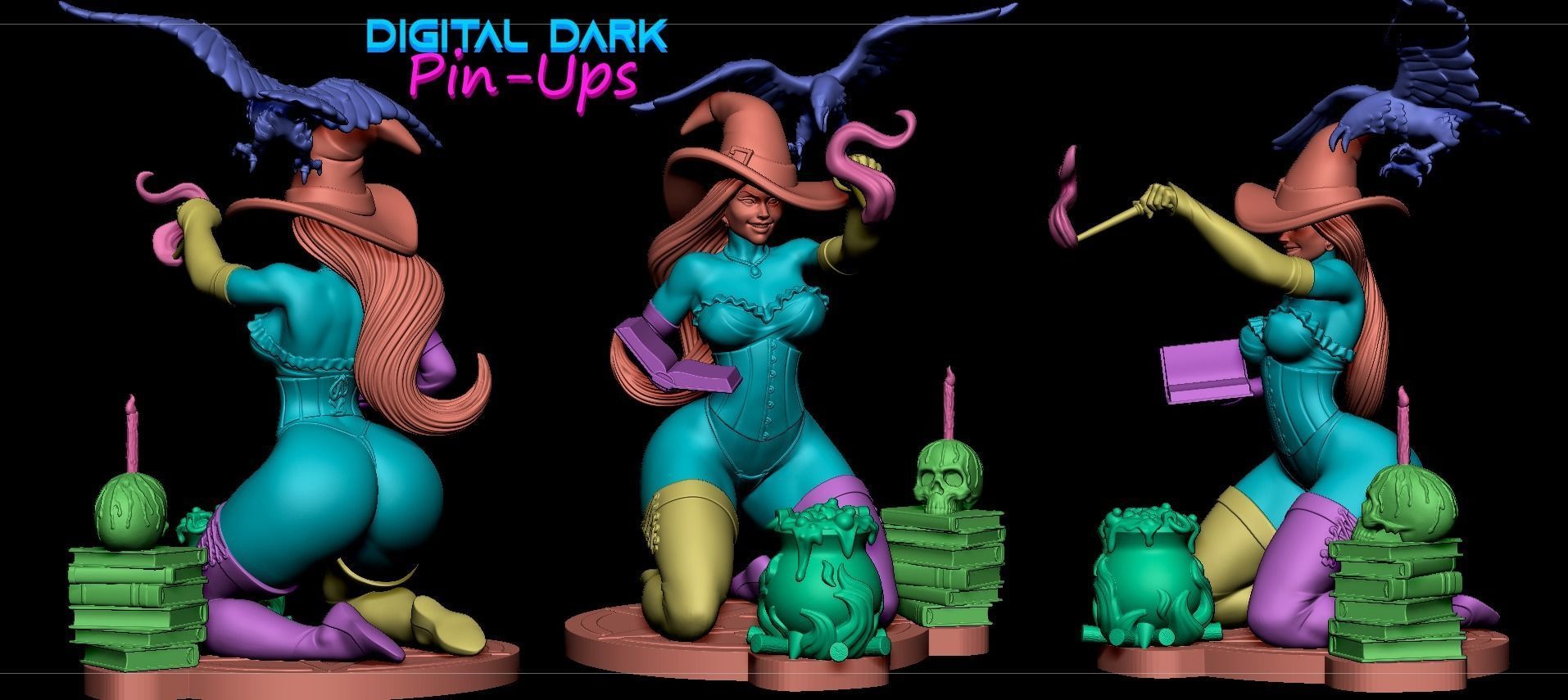 Witch with NSFW version and Miniature 38mm with NSFW 3D print model_9