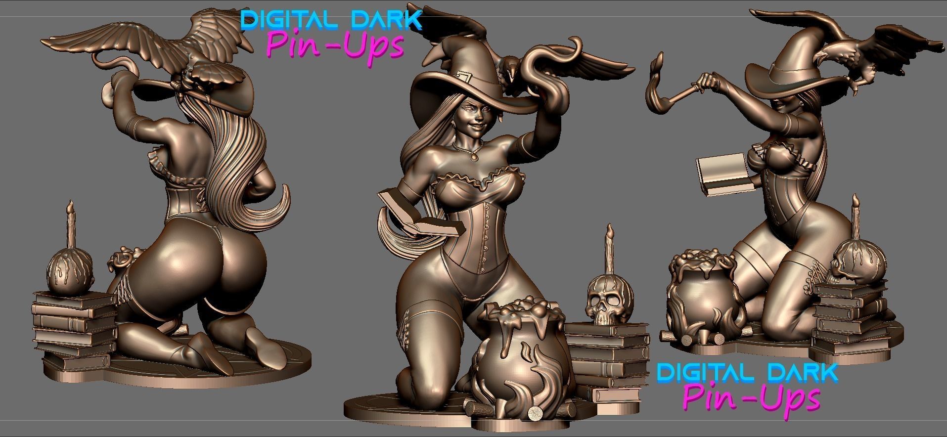Witch with NSFW version and Miniature 38mm with NSFW 3D print model_11