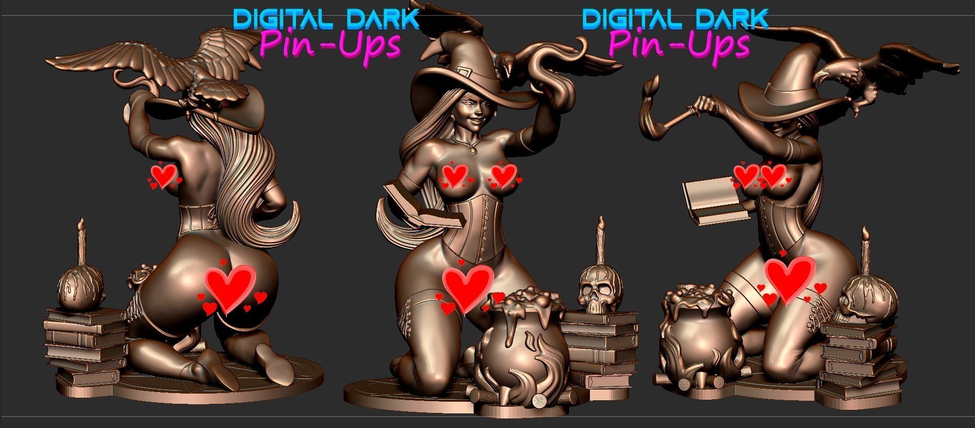 Witch with NSFW version and Miniature 38mm with NSFW 3D print model_12