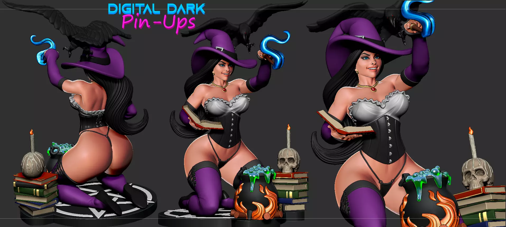 Witch with NSFW version and Miniature 38mm with NSFW 3D print model_0