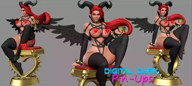 Succubus with NSFW version and Miniature NSFW 38mm 3D print model