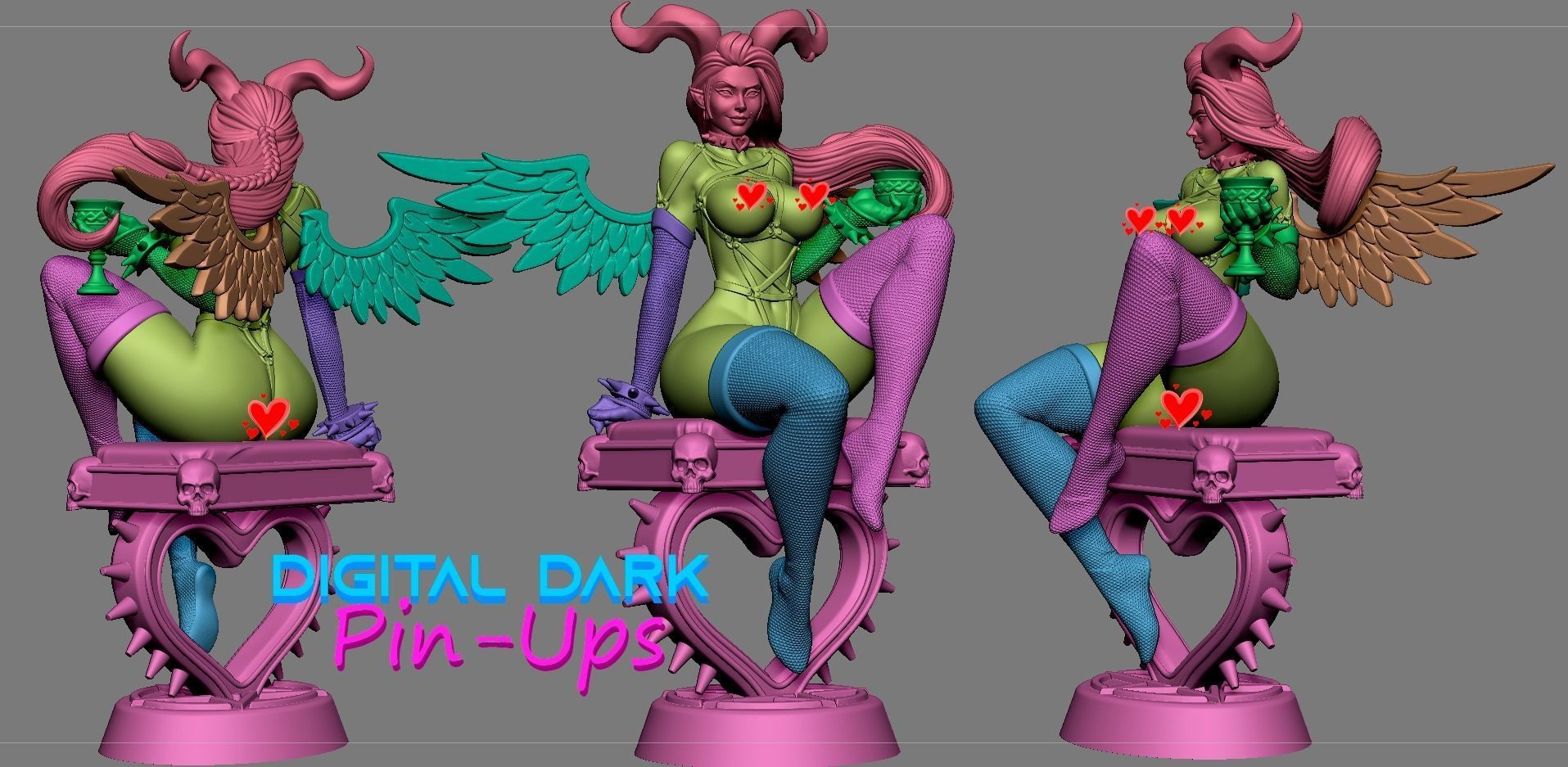 Succubus with NSFW version and Miniature NSFW 38mm 3D print model_8