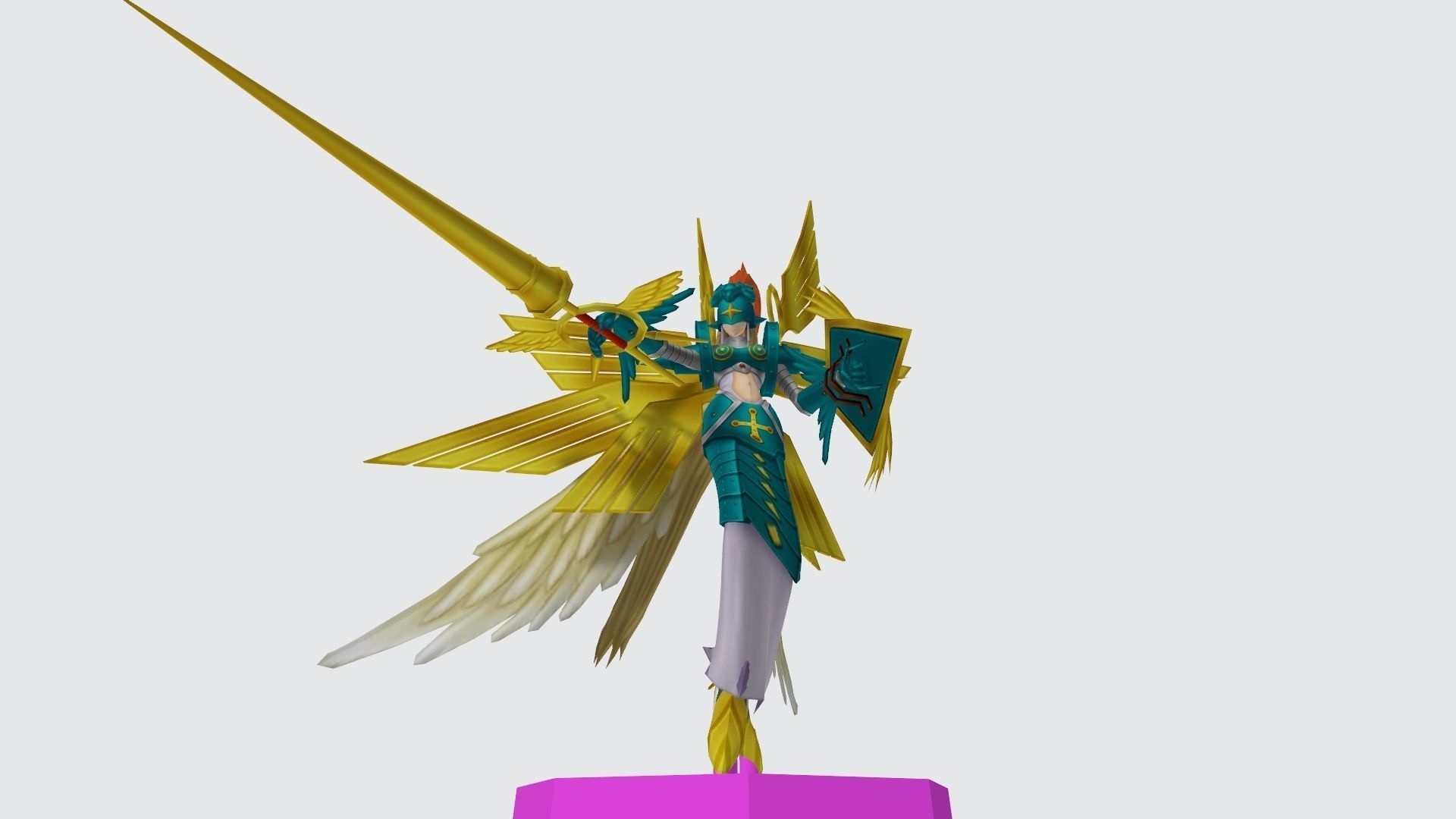 Ophanimon character with wings 3D print model_6