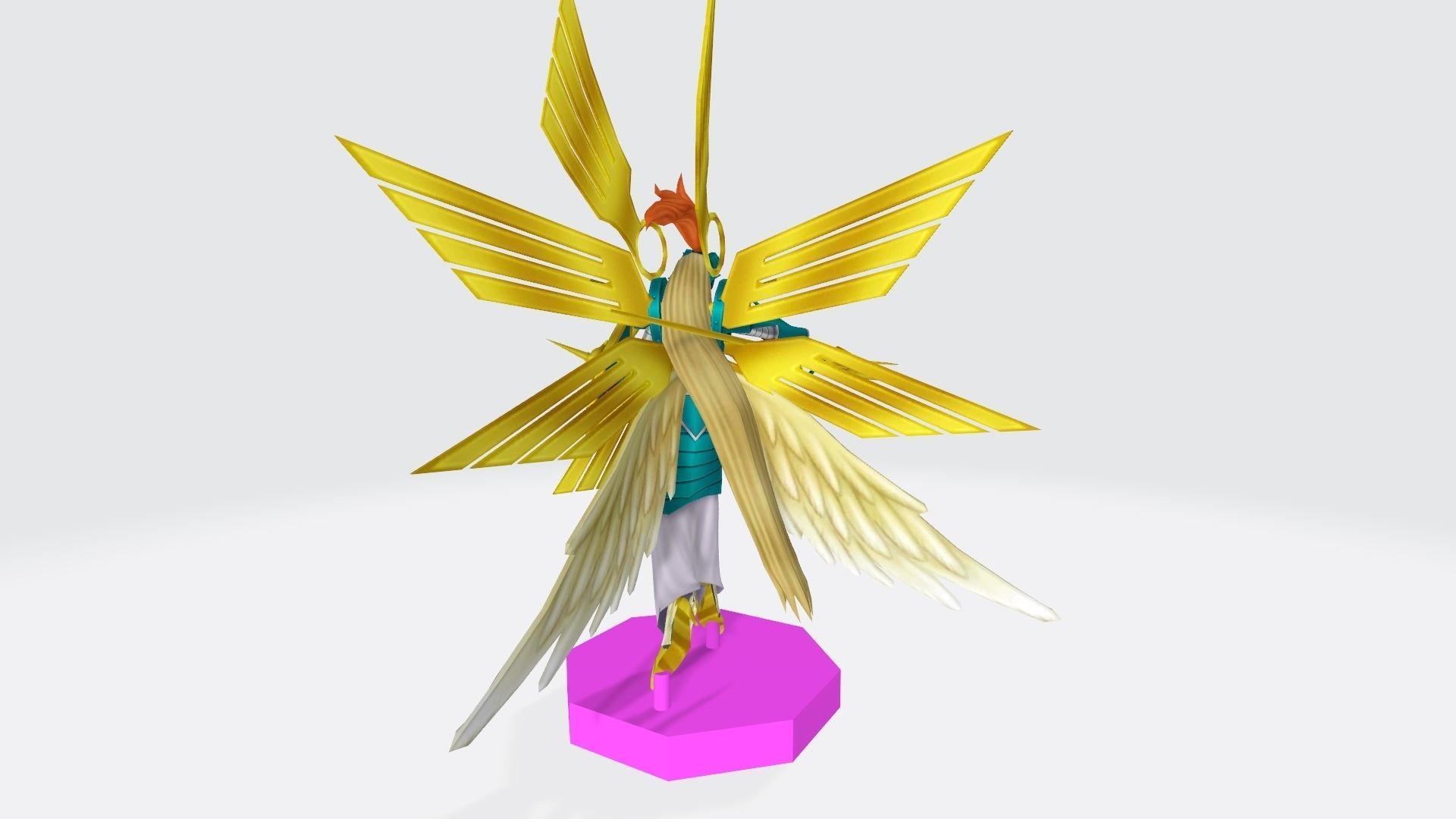Ophanimon character with wings 3D print model_3