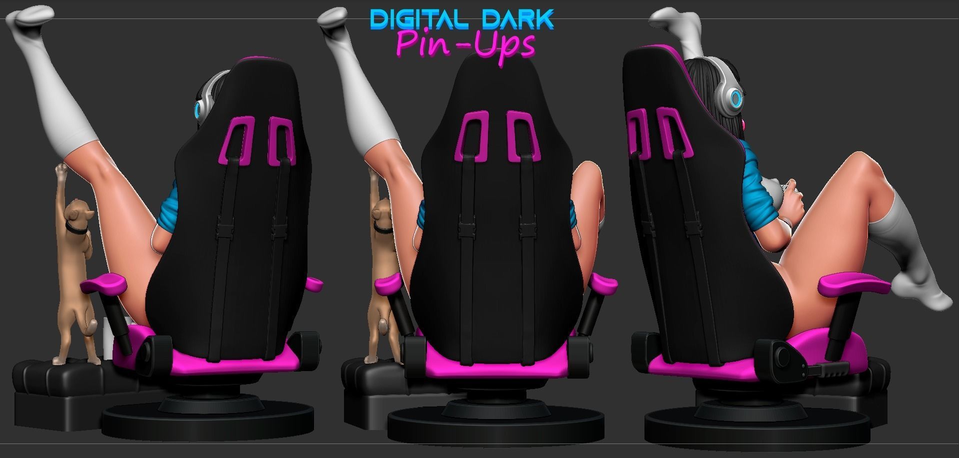 Gamer Girl 1 with NSFW version 3D print model_3