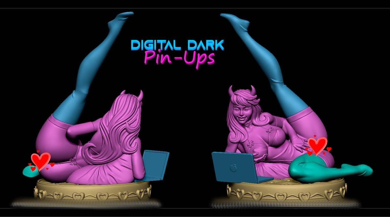 Camgirl with NSFW version and Miniature 100mm with NSFW 3D print model_8