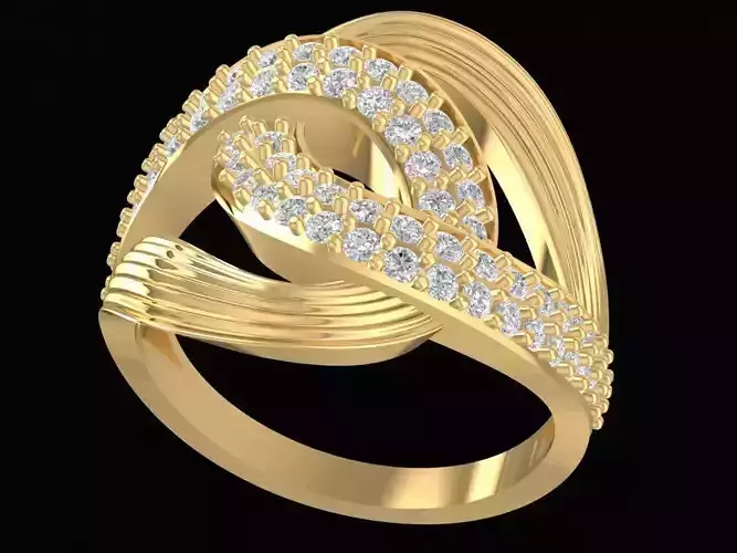 Twisted Multi Layer Diamond Ring for Women  2529