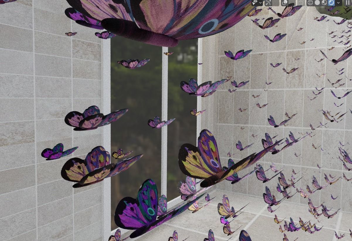 Butterflies bathroom in woods Low-poly 3D model_7