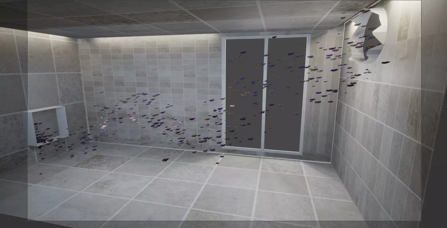 Butterflies bathroom in woods Low-poly 3D model_0