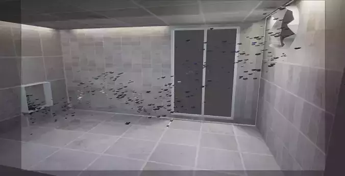 Butterflies bathroom in woods Low-poly 3D model