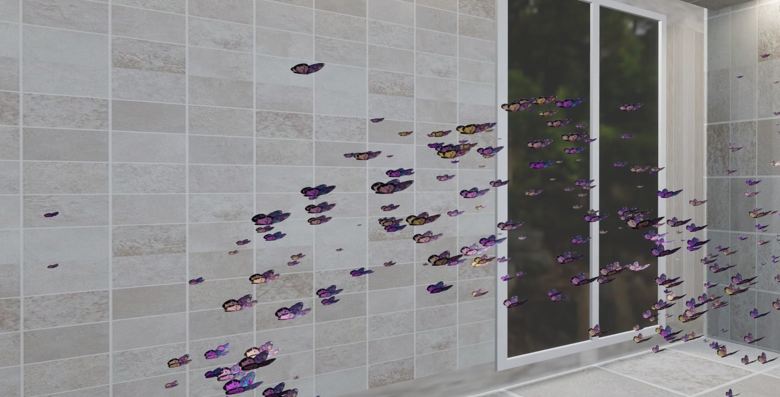 Butterflies bathroom in woods Low-poly 3D model_8