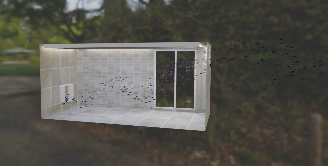Butterflies bathroom in woods Low-poly 3D model_9
