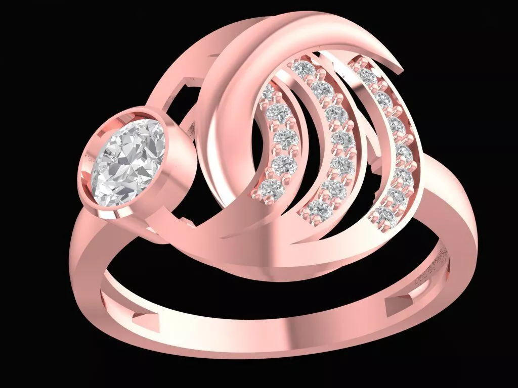 Modern Spiral Diamond Ring for Women 2534 3D print model