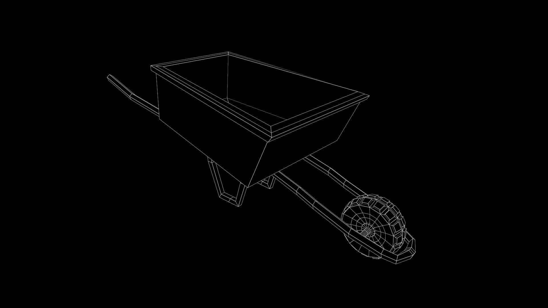 Old Wheelbarrow - Game Ready - Low Poly PBR 3D Model  Low-poly 3D model_3