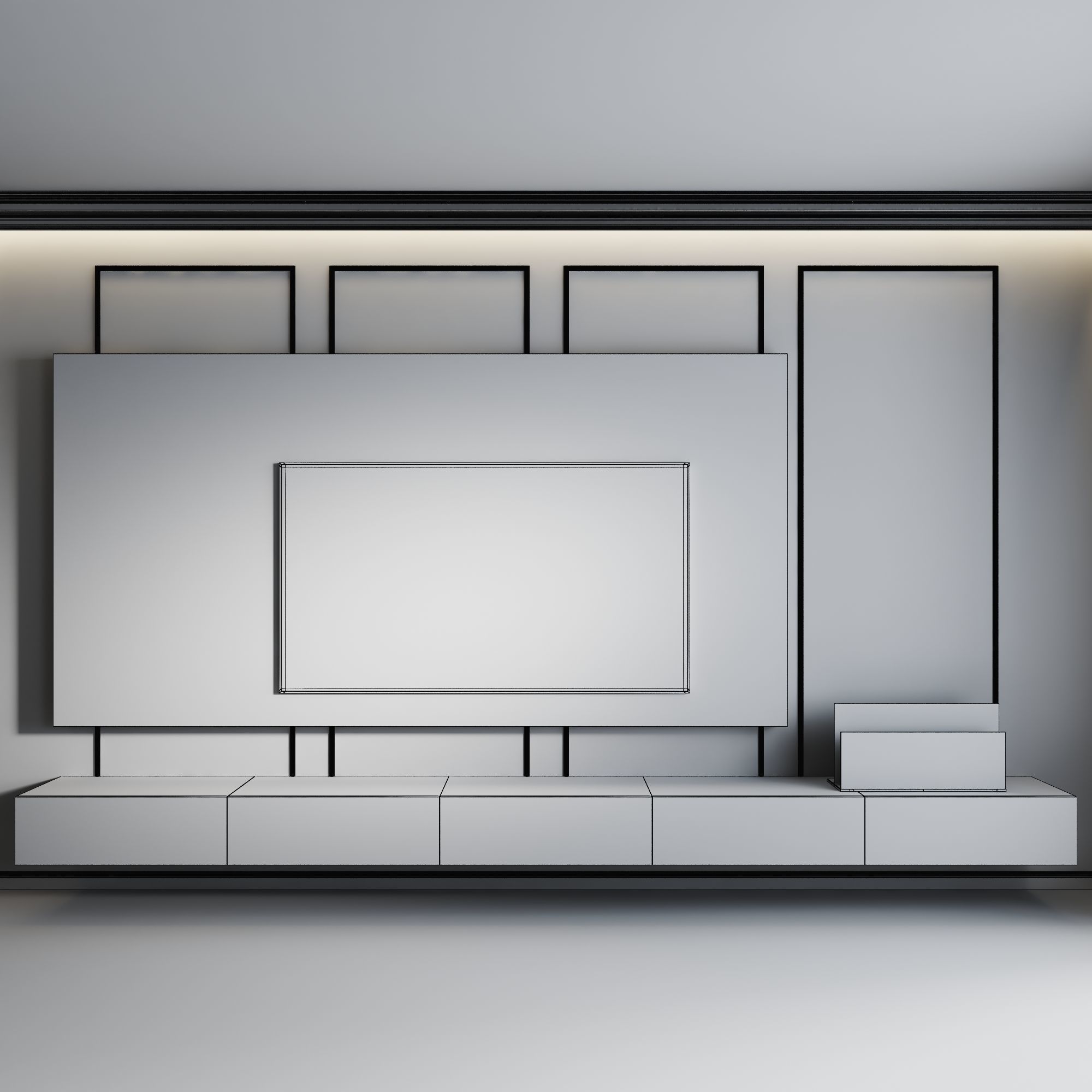 WALL TV SET 3 3D model_2