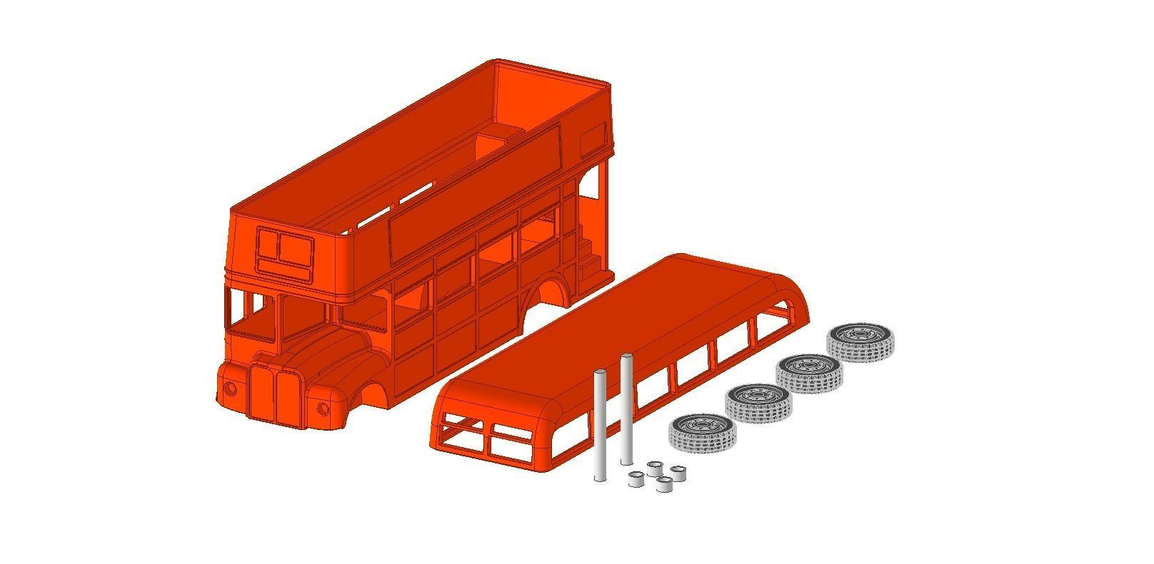 London bus 1 to 43 scale 3D print model_5