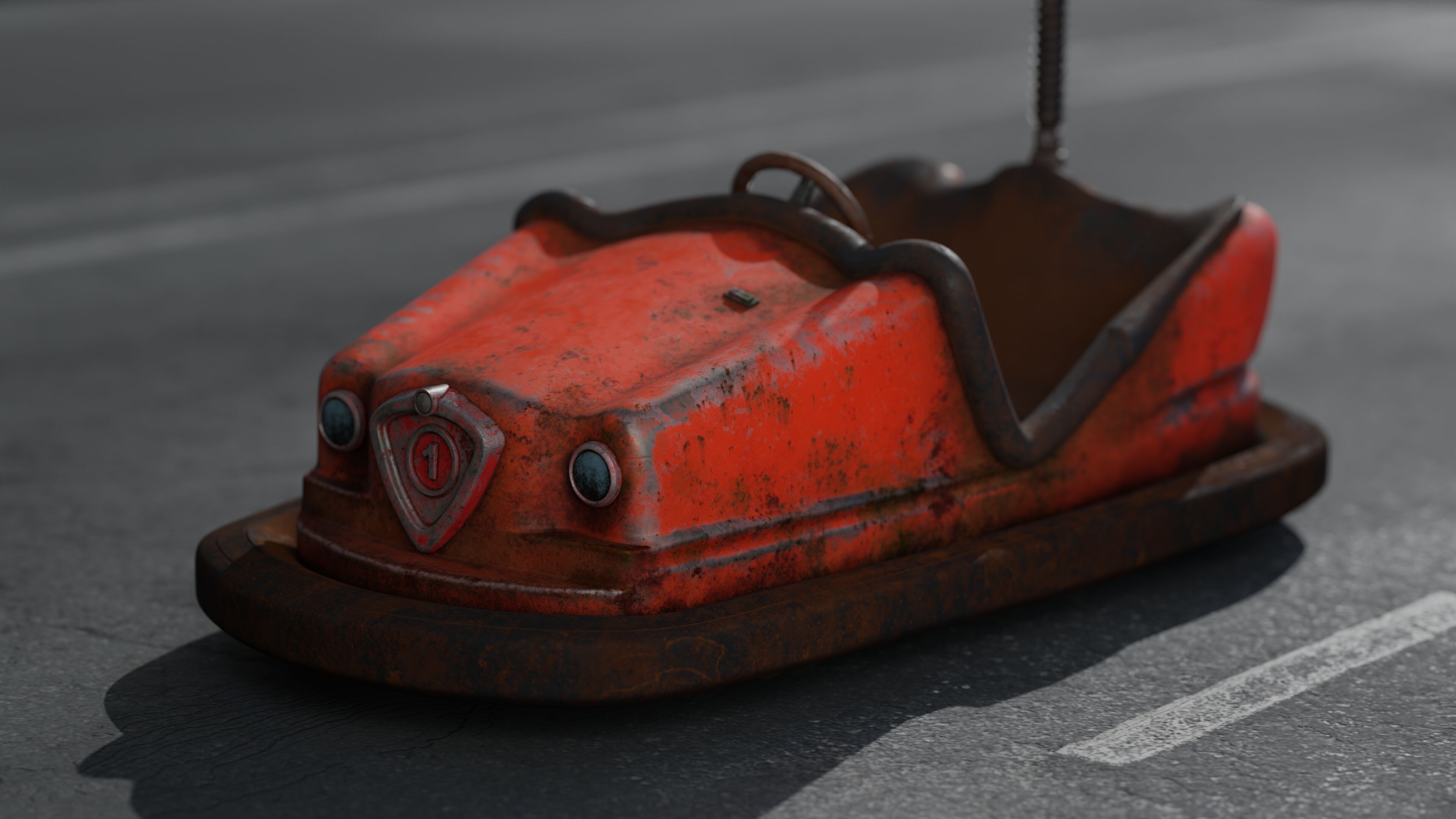 Old Bumper car 3D model_2