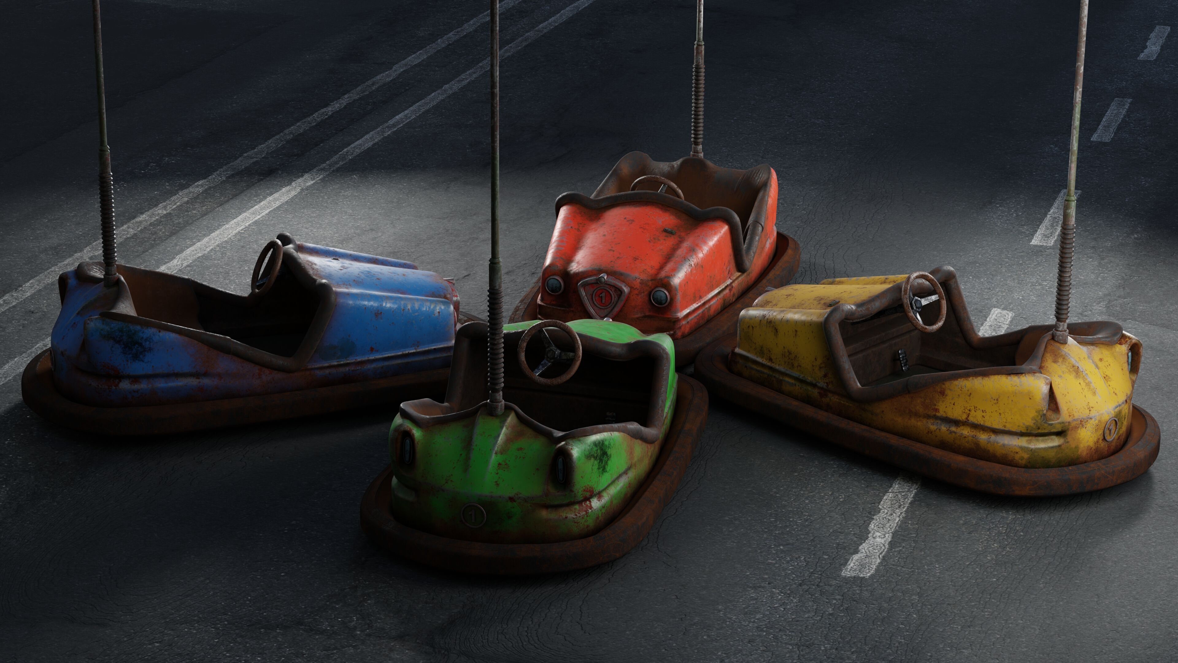 Old Bumper car 3D model_5