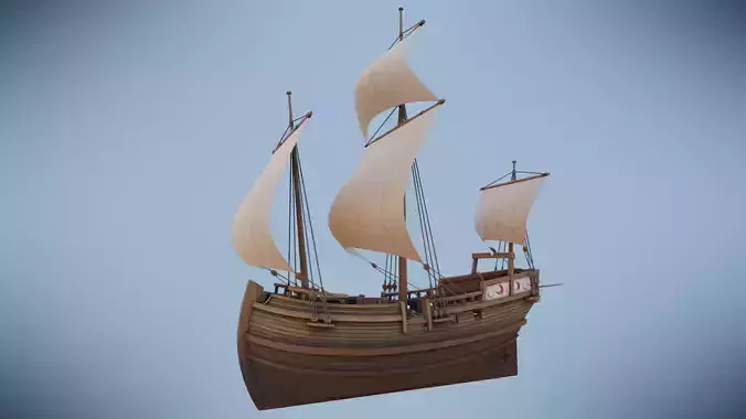 Herring Buss Ship Low-poly 3D model