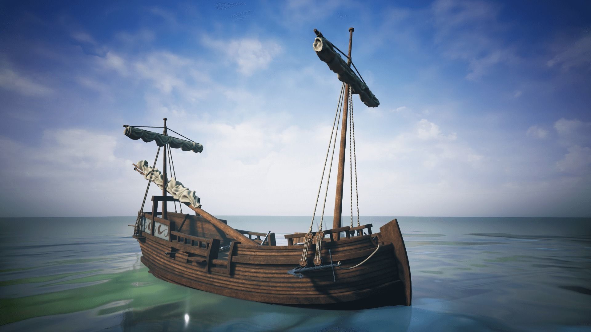 Herring Buss Ship Low-poly 3D model_15