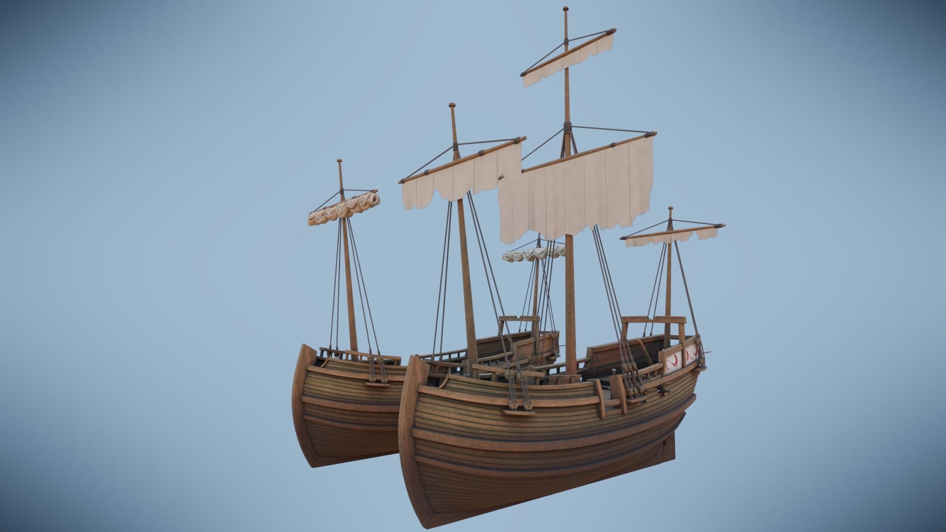 Herring Buss Ship Low-poly 3D model_8