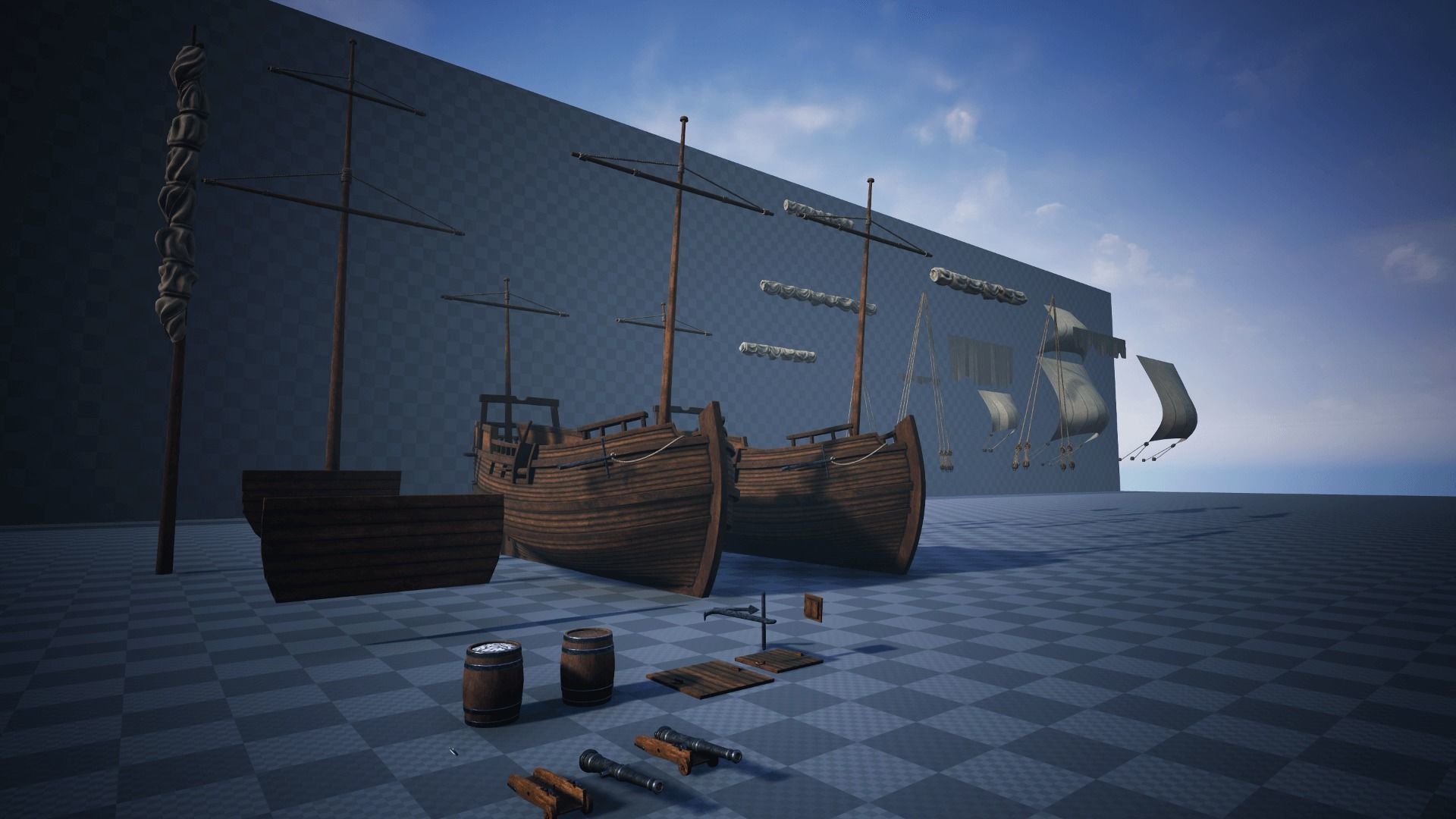 Herring Buss Ship Low-poly 3D model_12