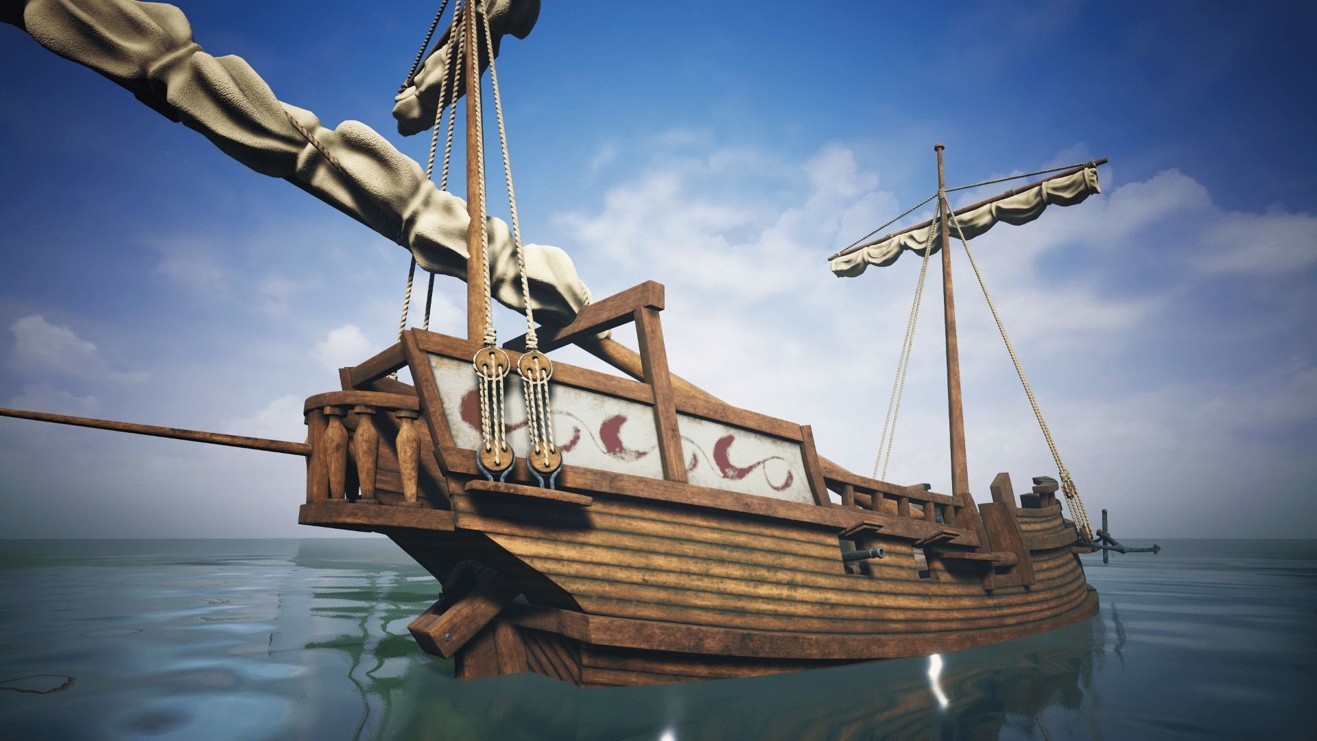 Herring Buss Ship Low-poly 3D model_11