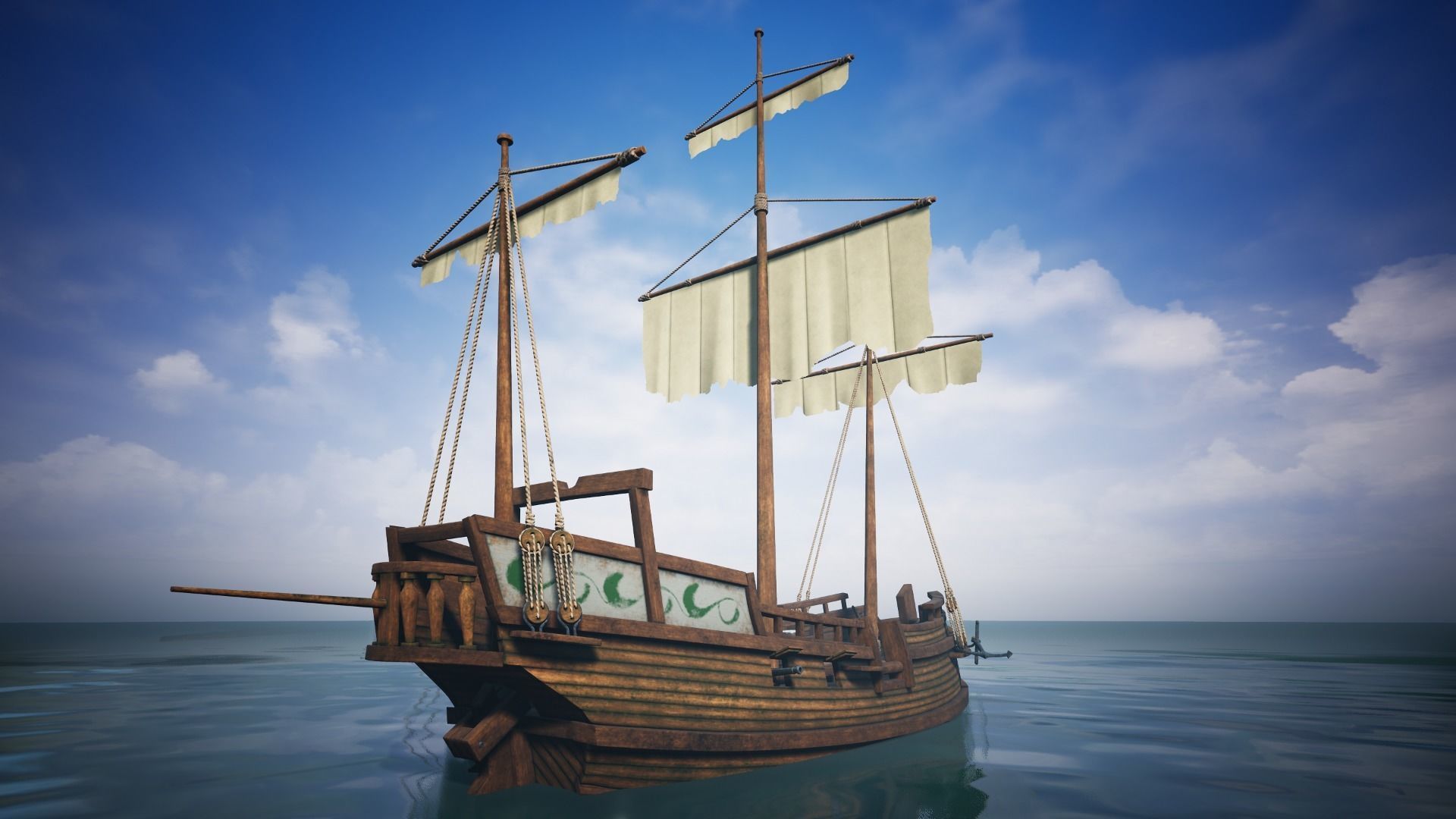 Herring Buss Ship Low-poly 3D model_18