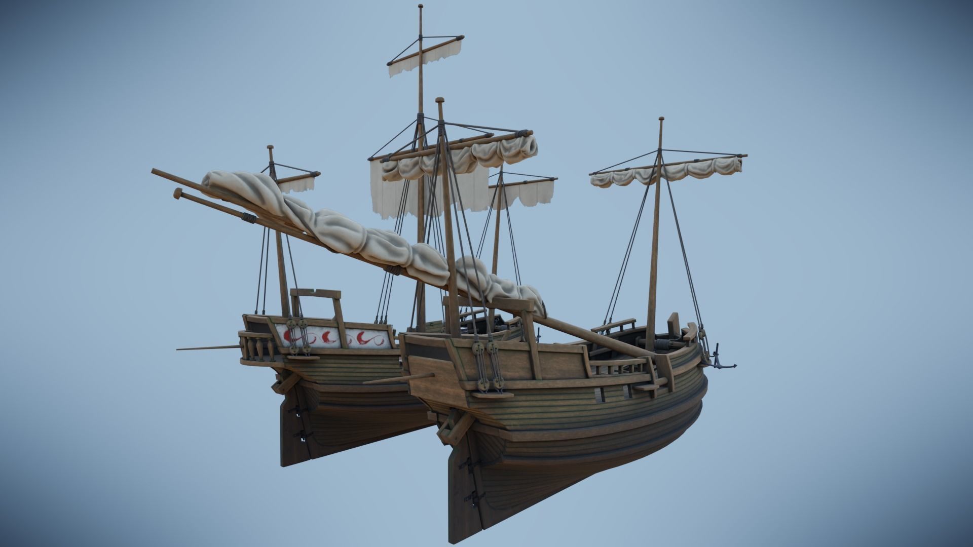 Herring Buss Ship Low-poly 3D model_6