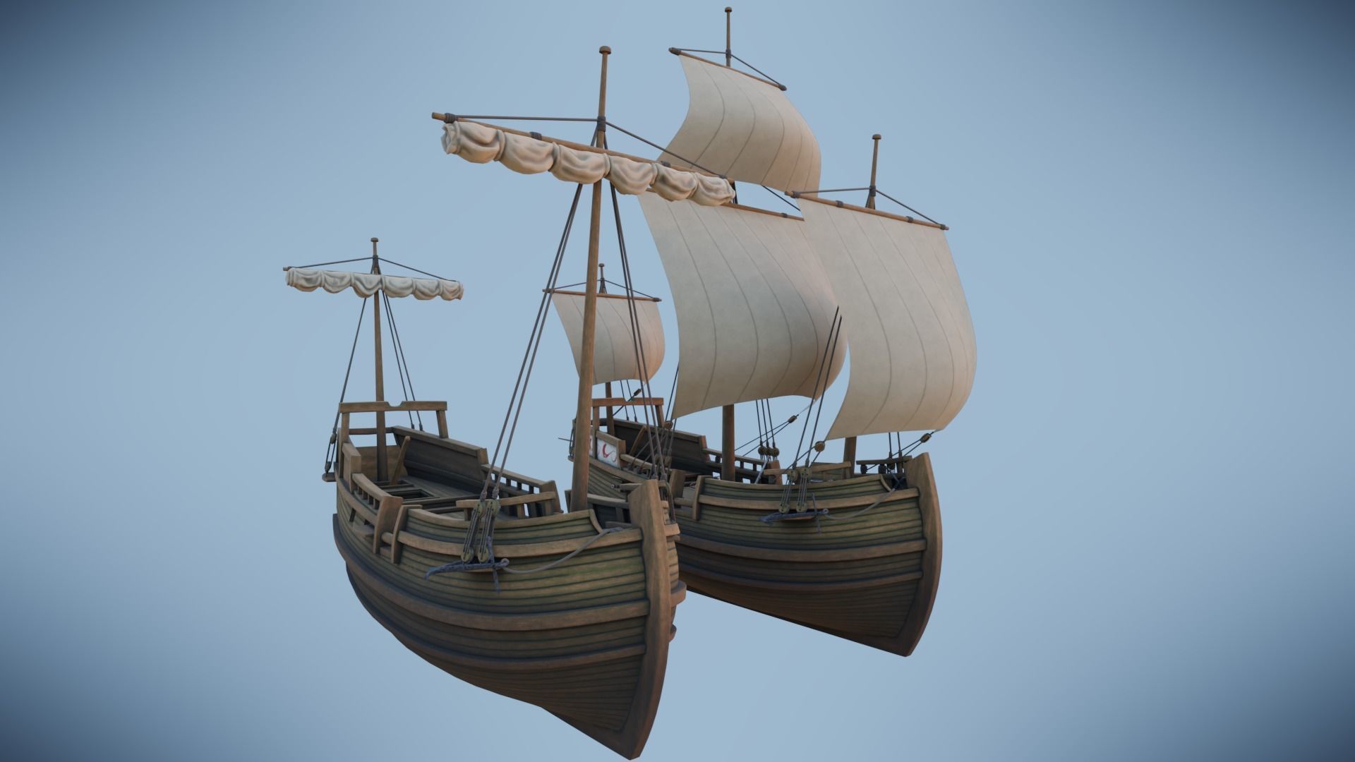 Herring Buss Ship Low-poly 3D model_9