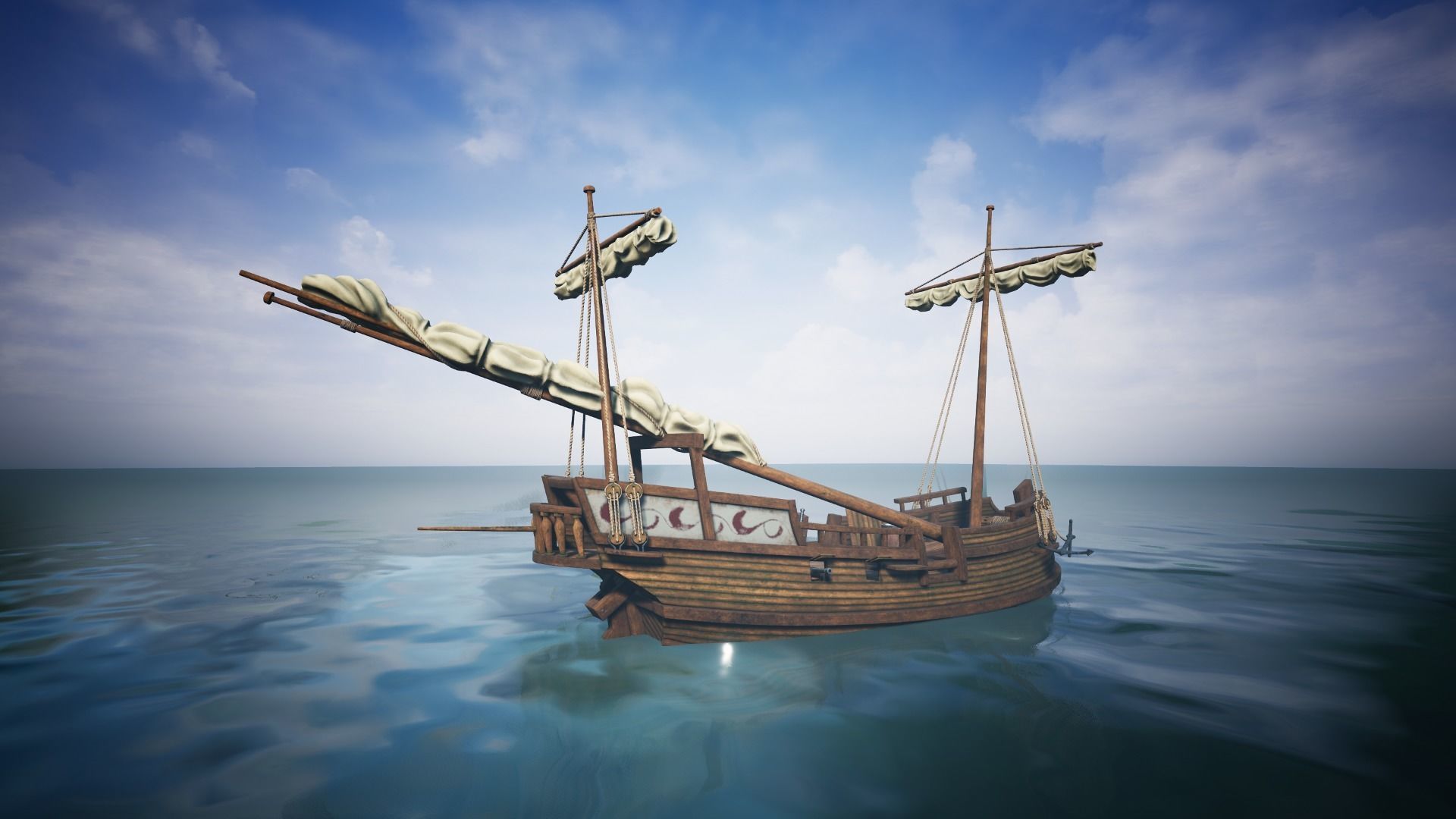 Herring Buss Ship Low-poly 3D model_19