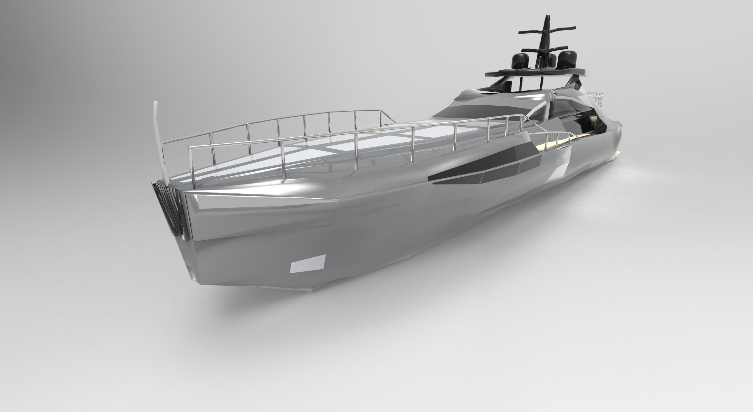 Pershing style Low Poly Yacht  Low-poly 3D model_4