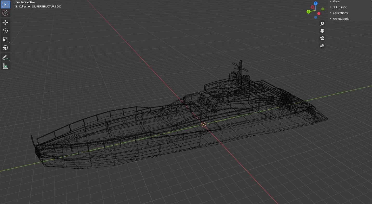 Pershing style Low Poly Yacht  Low-poly 3D model_9