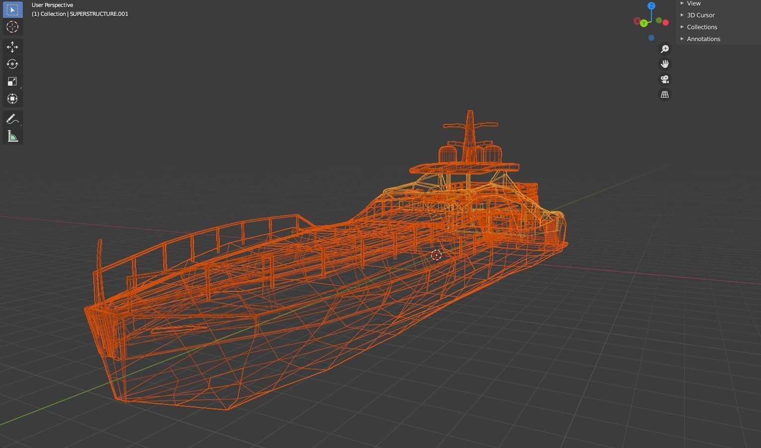 Pershing style Low Poly Yacht  Low-poly 3D model_8