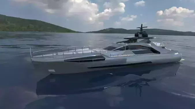 Pershing style Low Poly Yacht  Low-poly 3D model