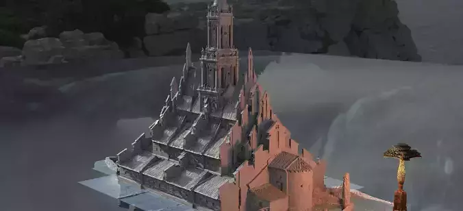 Halloween Cathedral very large village 3D