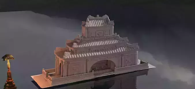 Japanese temple  haunted 3 3D Comes with dragon lamppost