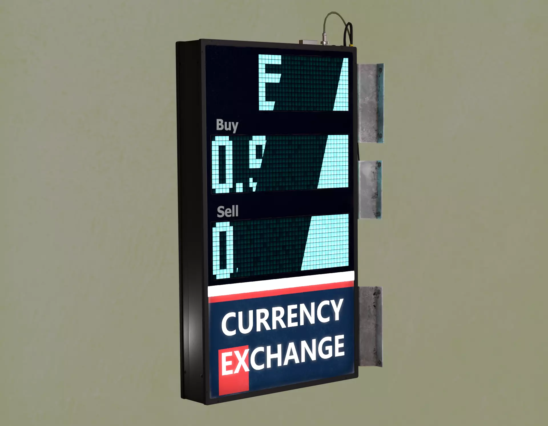 Editable Exchange Rate Board Low-poly 3D model_0