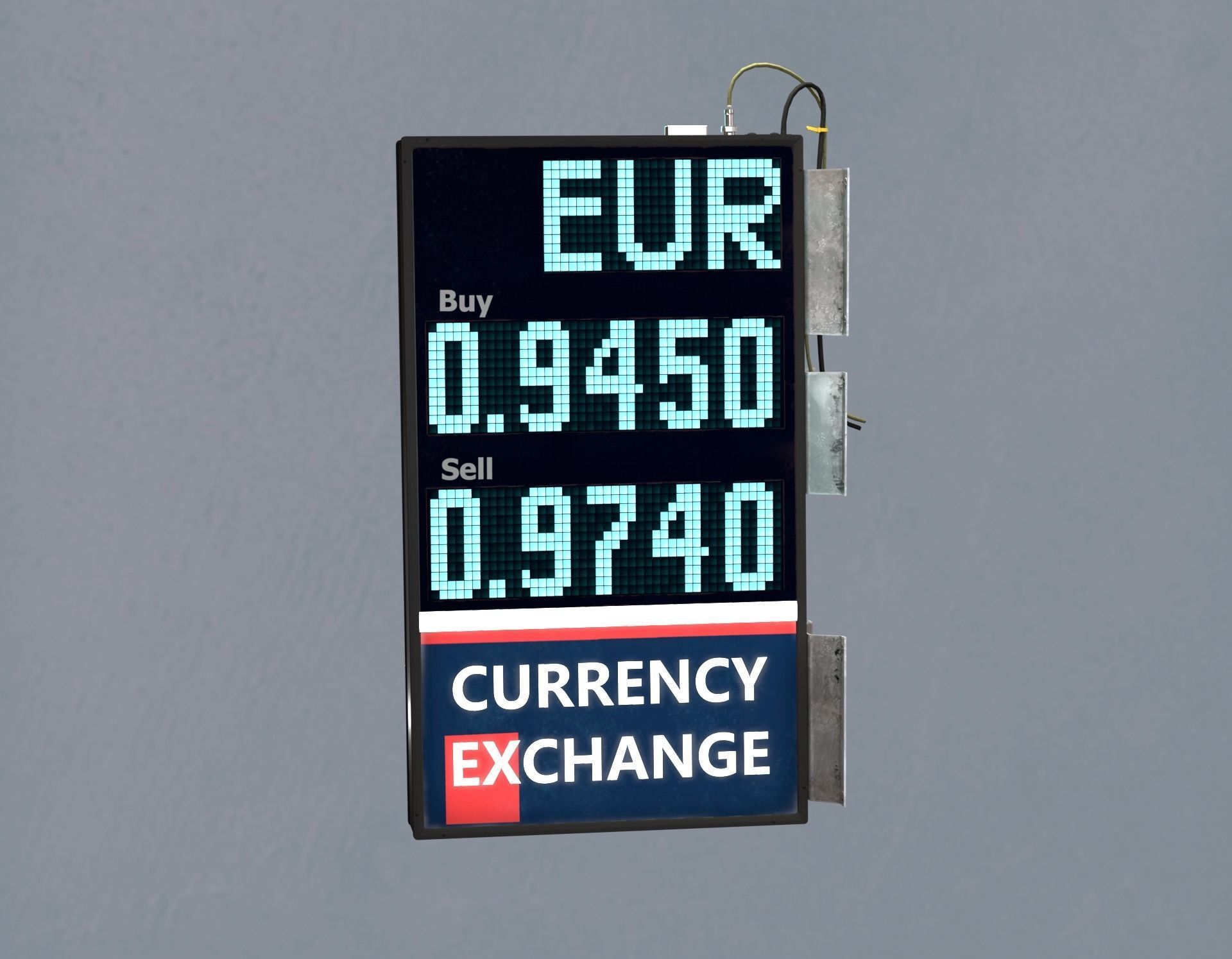 Editable Exchange Rate Board Low-poly 3D model_2