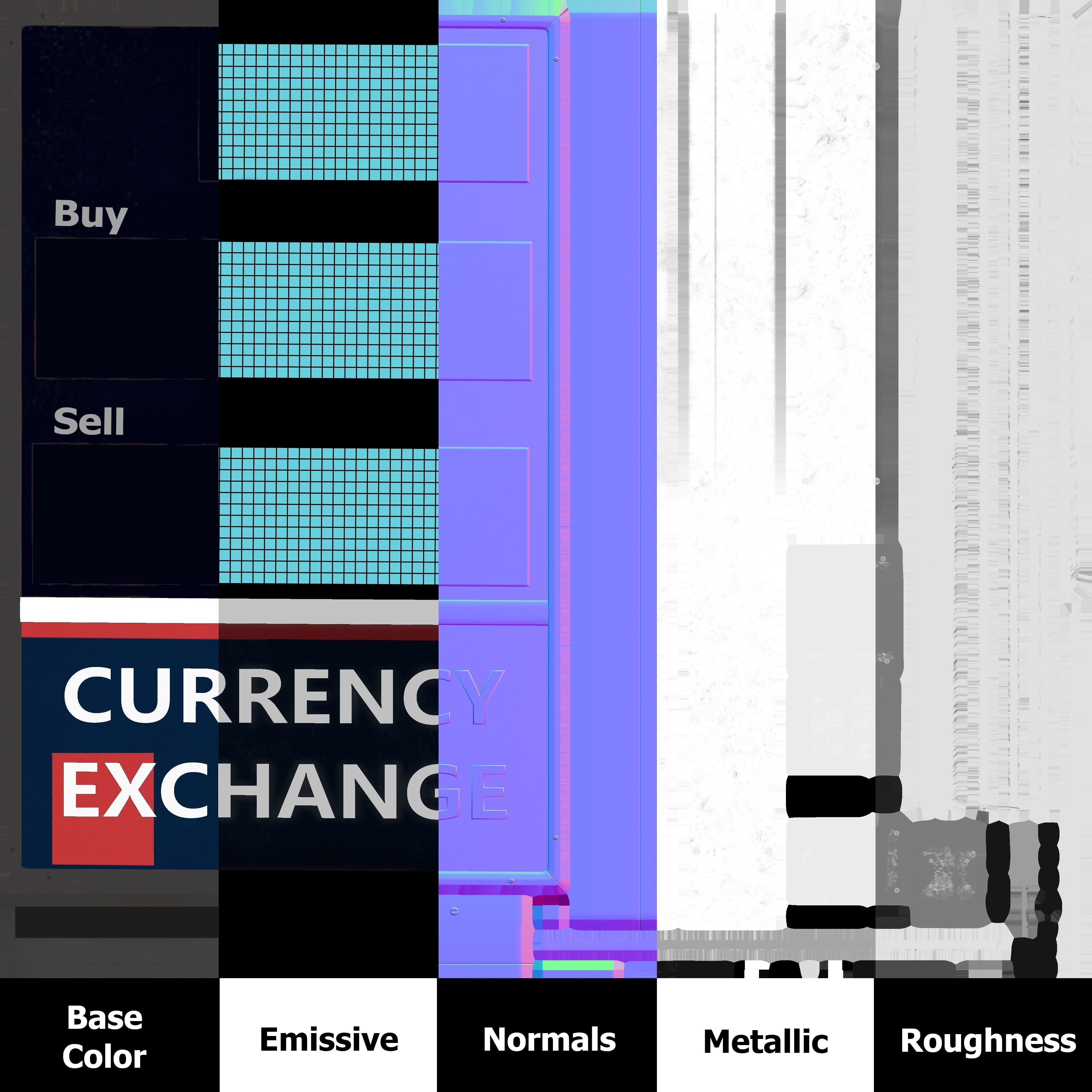 Editable Exchange Rate Board Low-poly 3D model_20