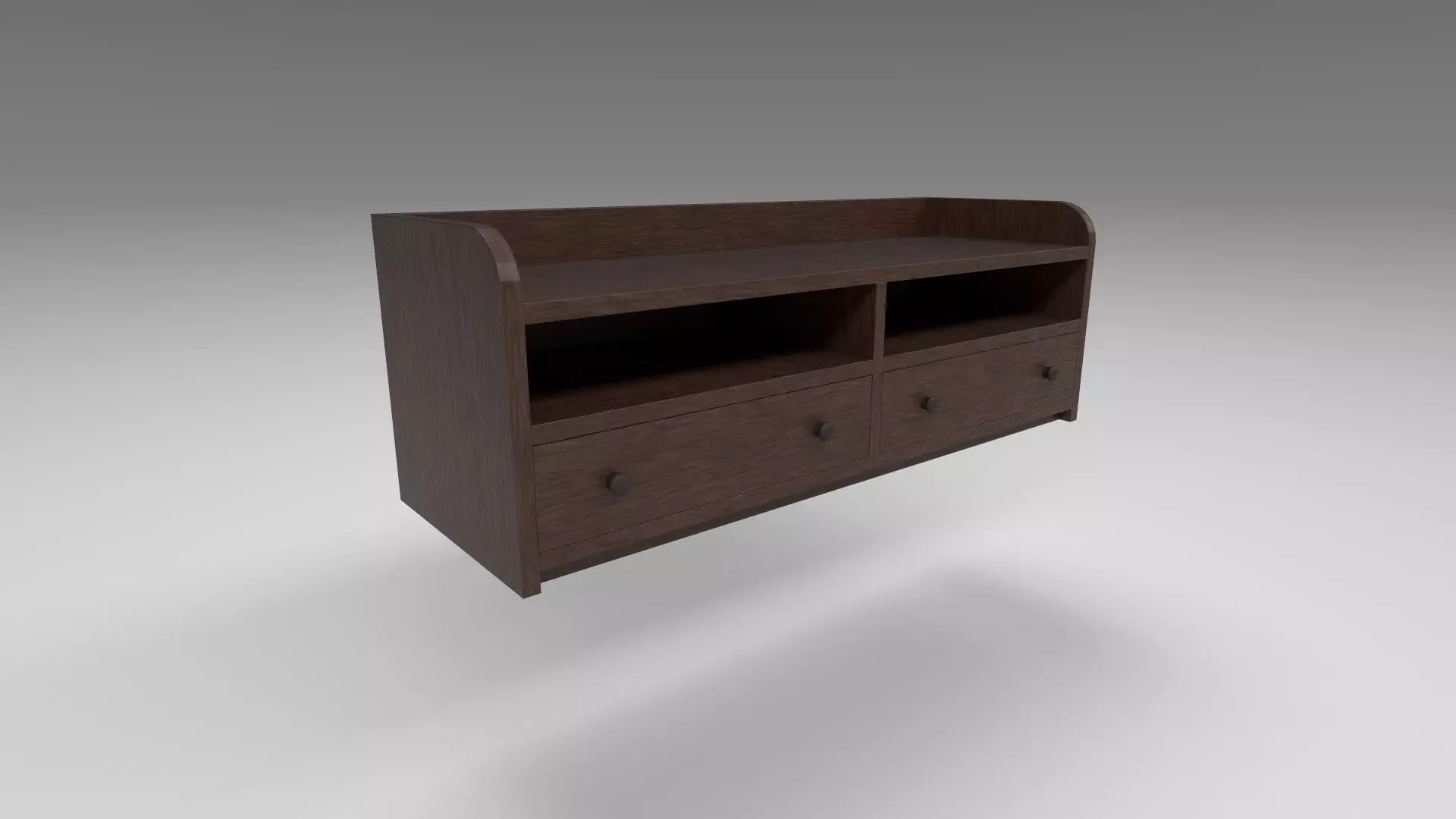 Modern wooden comode dark brown Low-poly 3D model_0