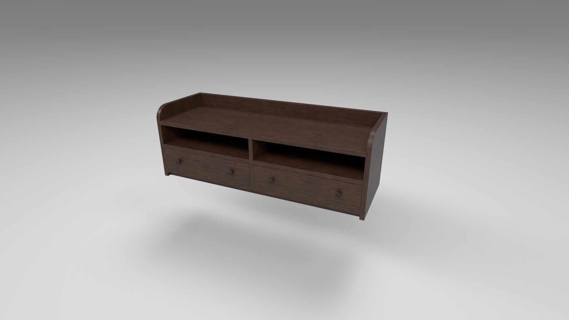 Modern wooden comode dark brown Low-poly 3D model_4