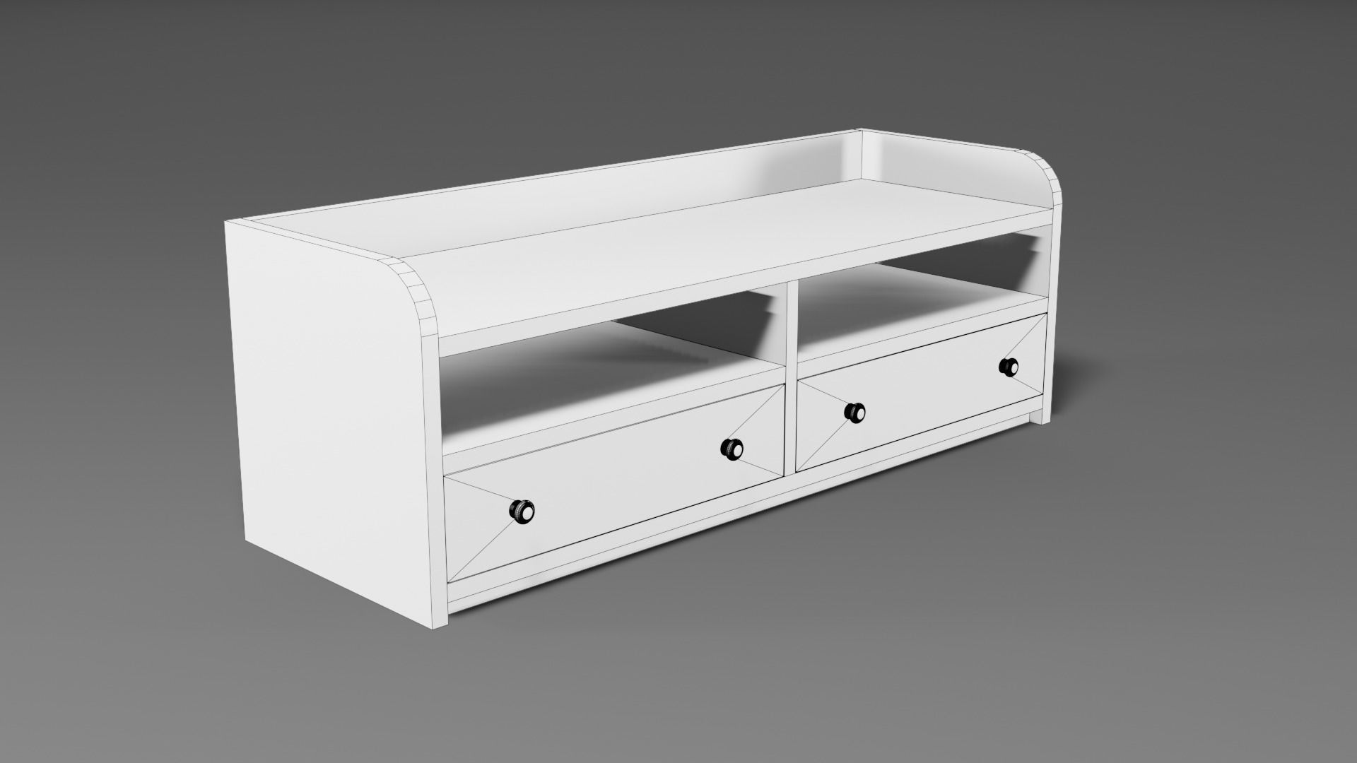 Modern wooden comode dark brown Low-poly 3D model_7