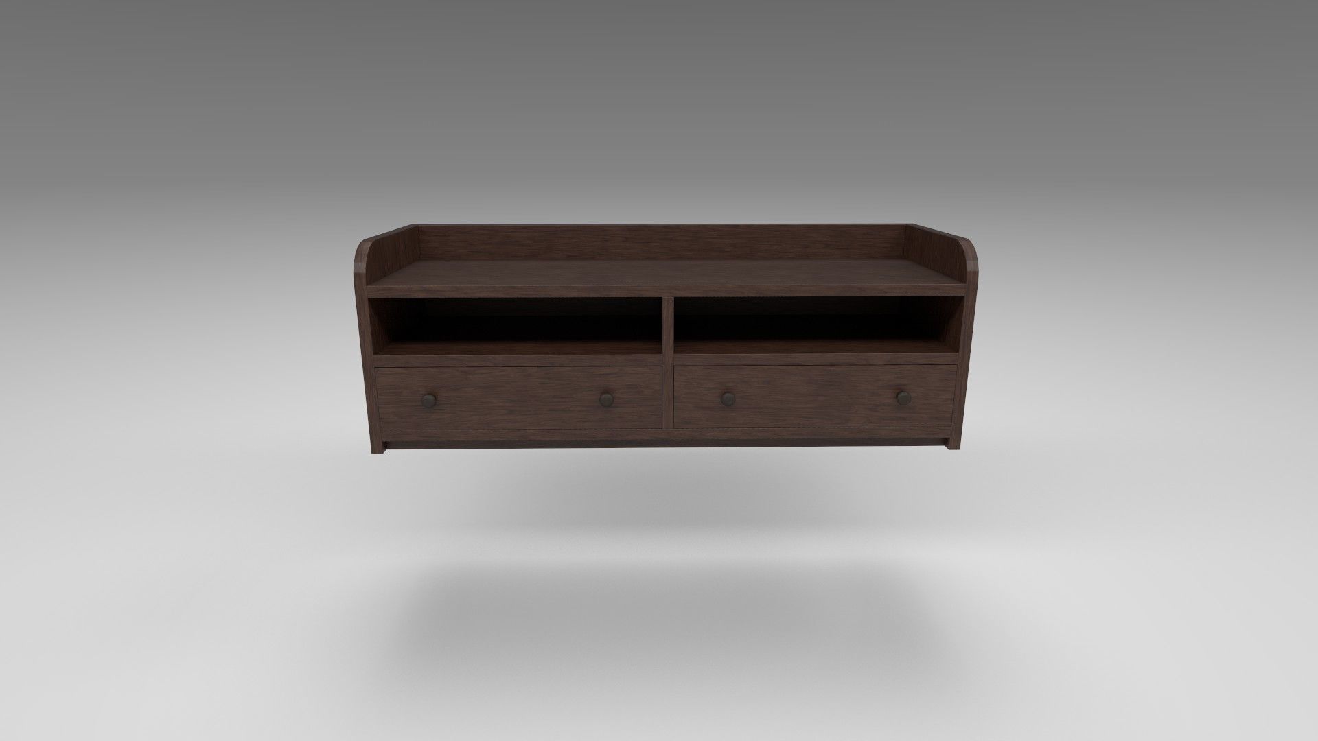 Modern wooden comode dark brown Low-poly 3D model_1