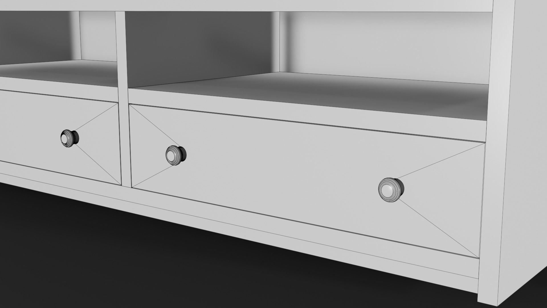 Modern wooden comode dark brown Low-poly 3D model_10